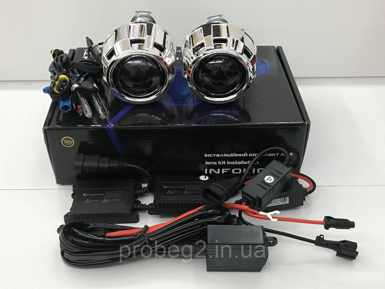 Бі лінзи Infolight 2,5 дюйма з комплектом ксенона H1 4300 k c АС блоками slim