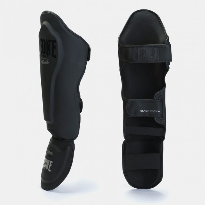 Захист гомілки й стопи для єдиноборств Leone Mono Black S/M чорні
