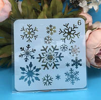 Новорічний трафарет Сніжинки 13 на 13 см сірий