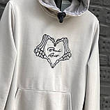 Зимові худі чоловічі теплі з принтом жіночі унісекс білий Київ, фото 2