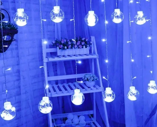 Гірлянда штора лампи Едісона 200LED 10 кульок 8 см ширина 3м Біла | Ретро гірлянда RD-9016
