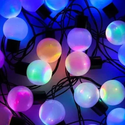 Гірлянда різнобарвна кулька 40LED 5м (флеш) Чорний дріт RD-7102 | Новорічна світлодіодна гірлянда RGB