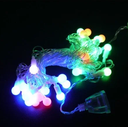 Гірлянда різнобарвна кулька 28LED 5м (флеш) Прозорий провід RD-7101 | Новорічна світлодіодна гірлянда RGB