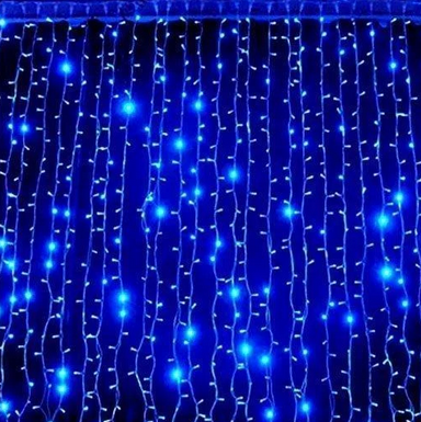 Гірлянда водоспад Синя 320-400LED 3х3м з заглуш. 10х32Ламп RD-7151 | Новорічна LED гірлянда штора