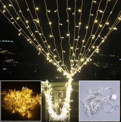 Гірлянда водоспад Теплий білий 240-320LED 3х2м з заглуш. 10х24Ламп RD-7156 | Новорічна LED гірлянда штора