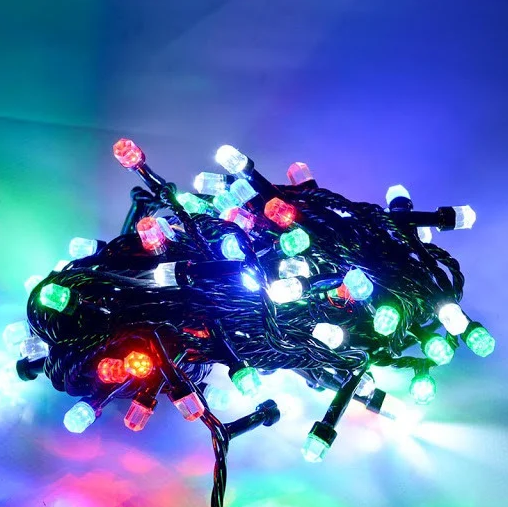 Гірлянда кристал різнобарвна 100LED RD-7158 | Новорічна LED гірлянда вулична