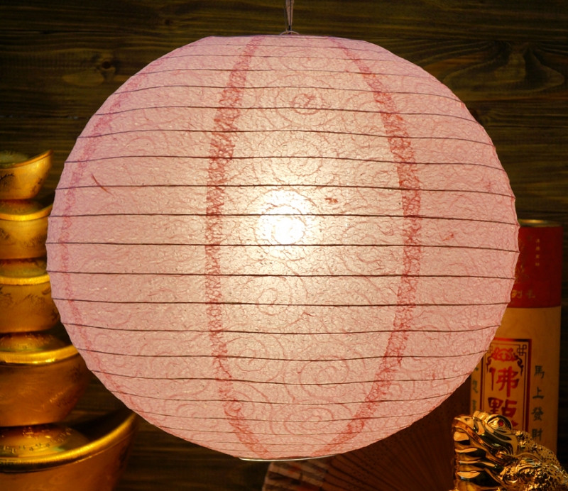 Ліхтарик паперової кулі "Спіраль" рожевий (d = 39 см)