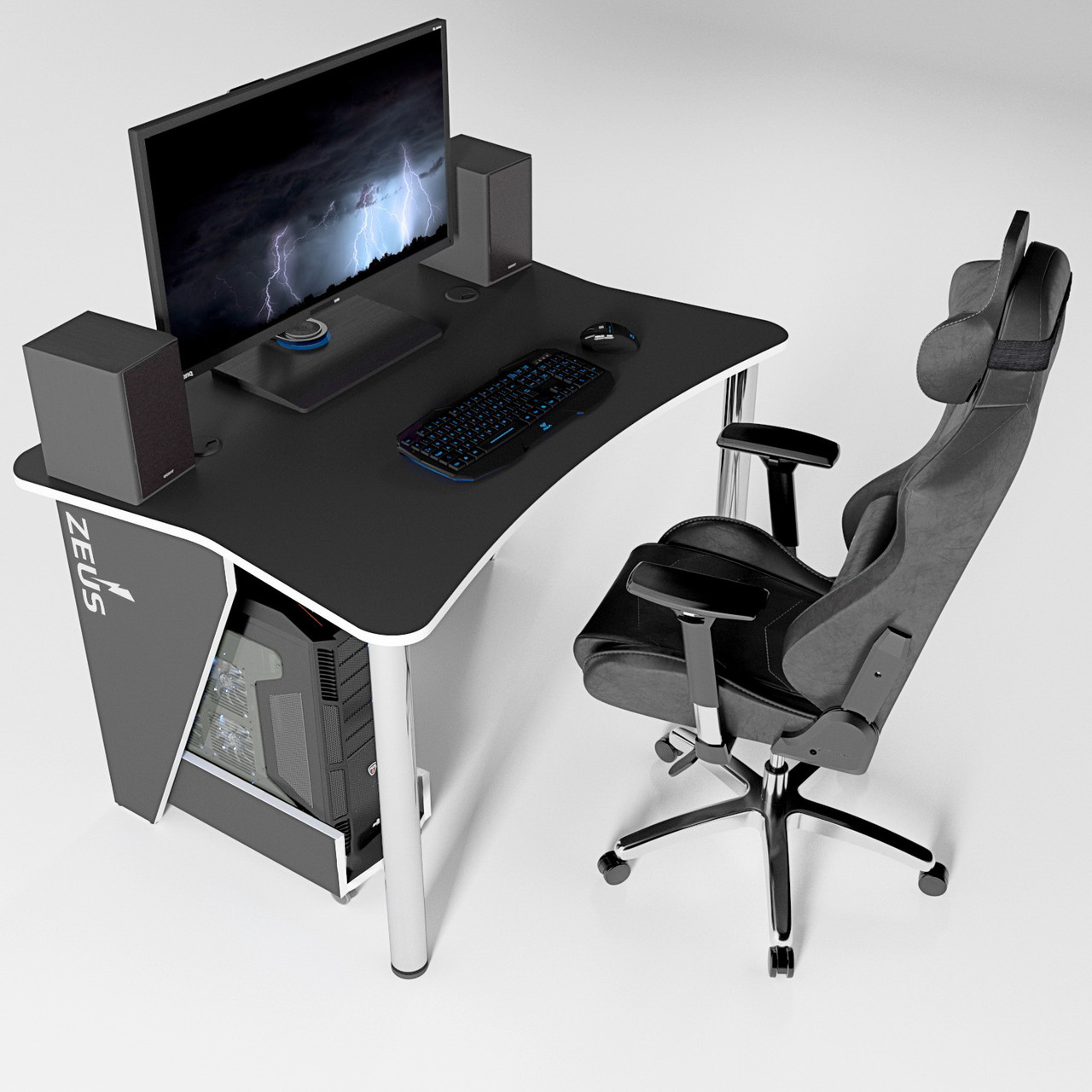 Геймерський стіл "ALT-4" 120х85х75 см. Чорний/Білий, фото 1