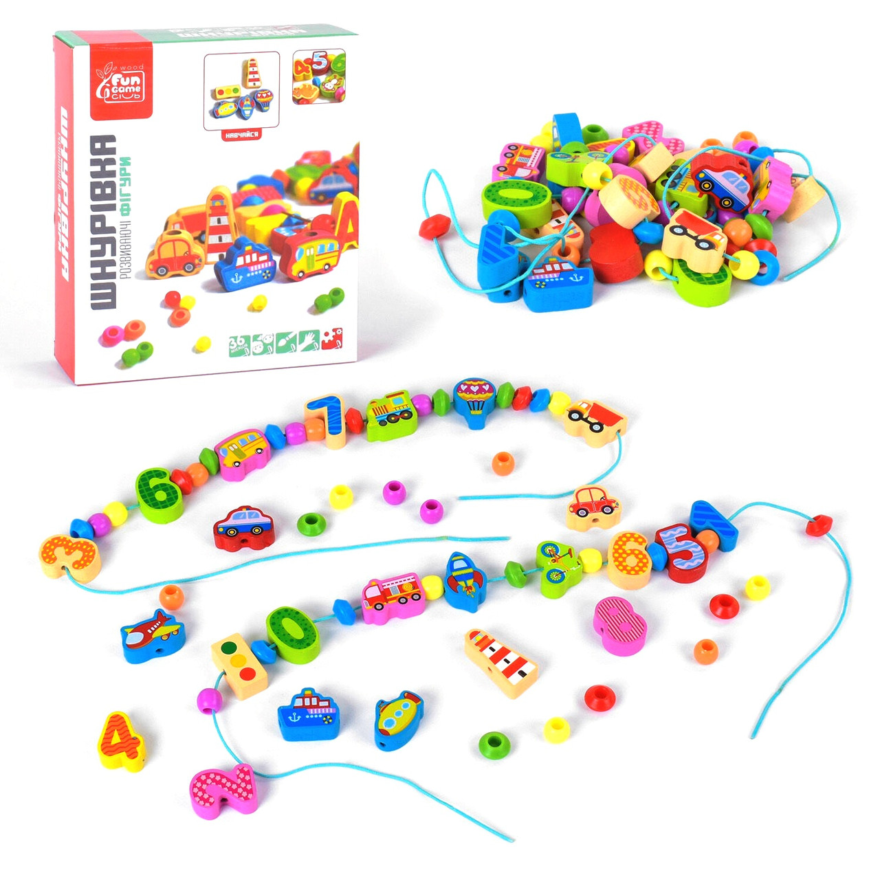 Дерев'яна іграшка Шнуровка намиста Fun Game (35852)