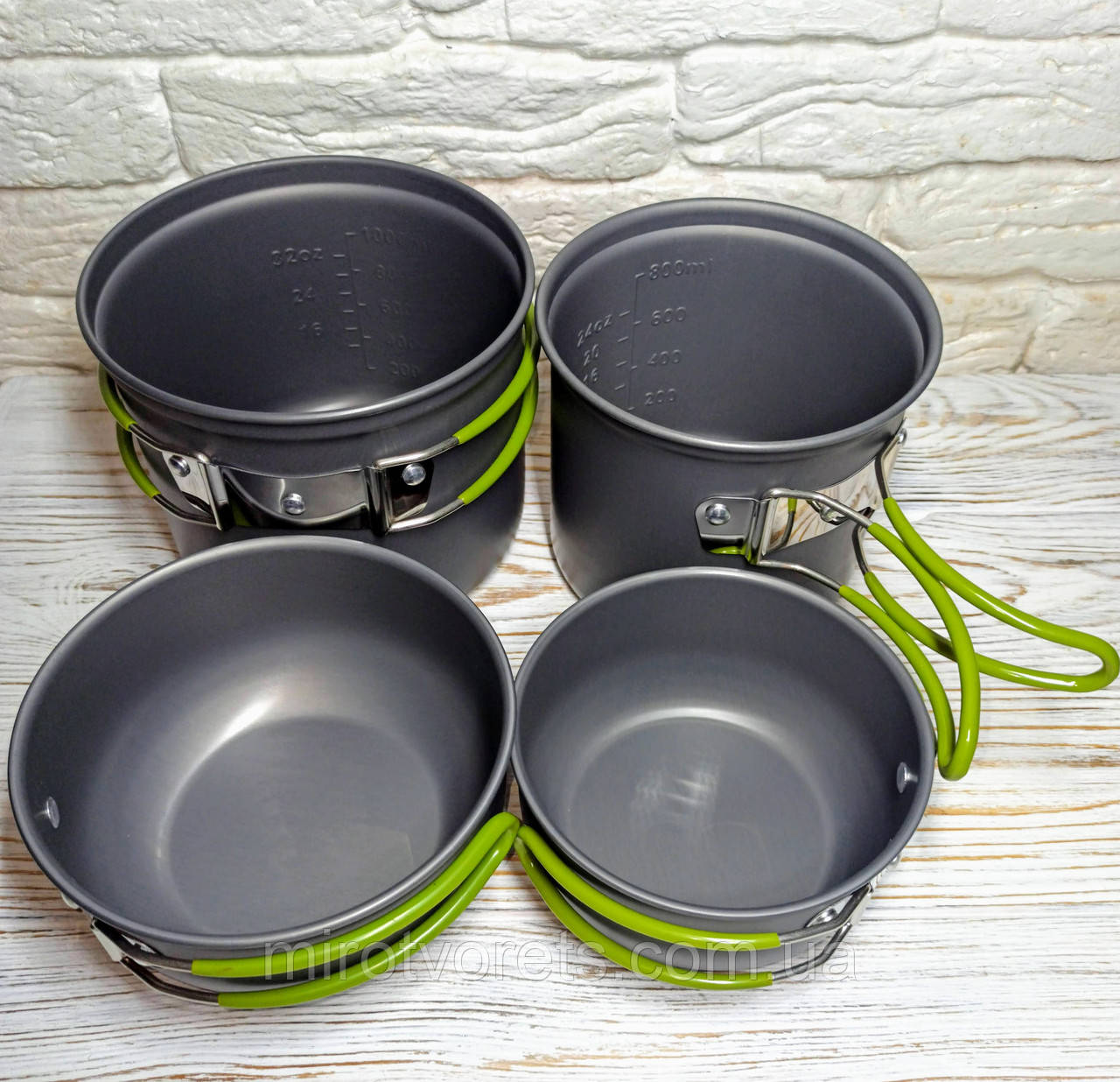Набір туристичний посуд для двох (2 казанки, 2 миски, Cooking Set, 4 предмети. ds201