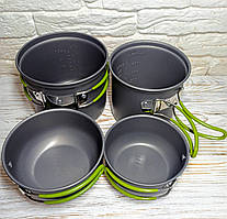 Набір туристичний посуд для двох (2 казанки, 2 миски, Cooking Set, 4 предмети. ds201