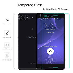 Захисне скло 2в1 Premium Tempered Glass 0.26 mm (2.5D) для Sony D5803, D5833 Xperia Z3 Compact