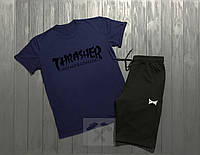 Мужской комплект футболка + шорты Thrasher синего и черного цвета