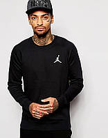Світшот чорний Jordan Sweatshirt Кофта чоловіча спортивна з логотипом Джордан, Пайта Светр трикотажний бавовна