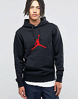 Sweatshirt Jordan Мужская толстовка спортивная черная Свитшот с капюшоном с логотипом Джордан Кенгуруха Худи