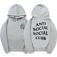 Кенгуру HOODIE ASSC Кофта с логотипом A.S.S.C серая Худи мужское Anti social social club Толстовка АССК хлопок