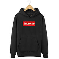 Кенгуру Supreme чорне червоне лого Кофта чоловіча з принтом Толстовка Худі Супреме Світшот з капюшоном