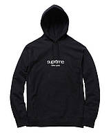 Худи Supreme New York черное с белым логотипом, унисекс