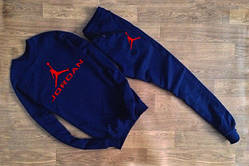 Темно-синій костюм Jordan теплий (червоне лого)