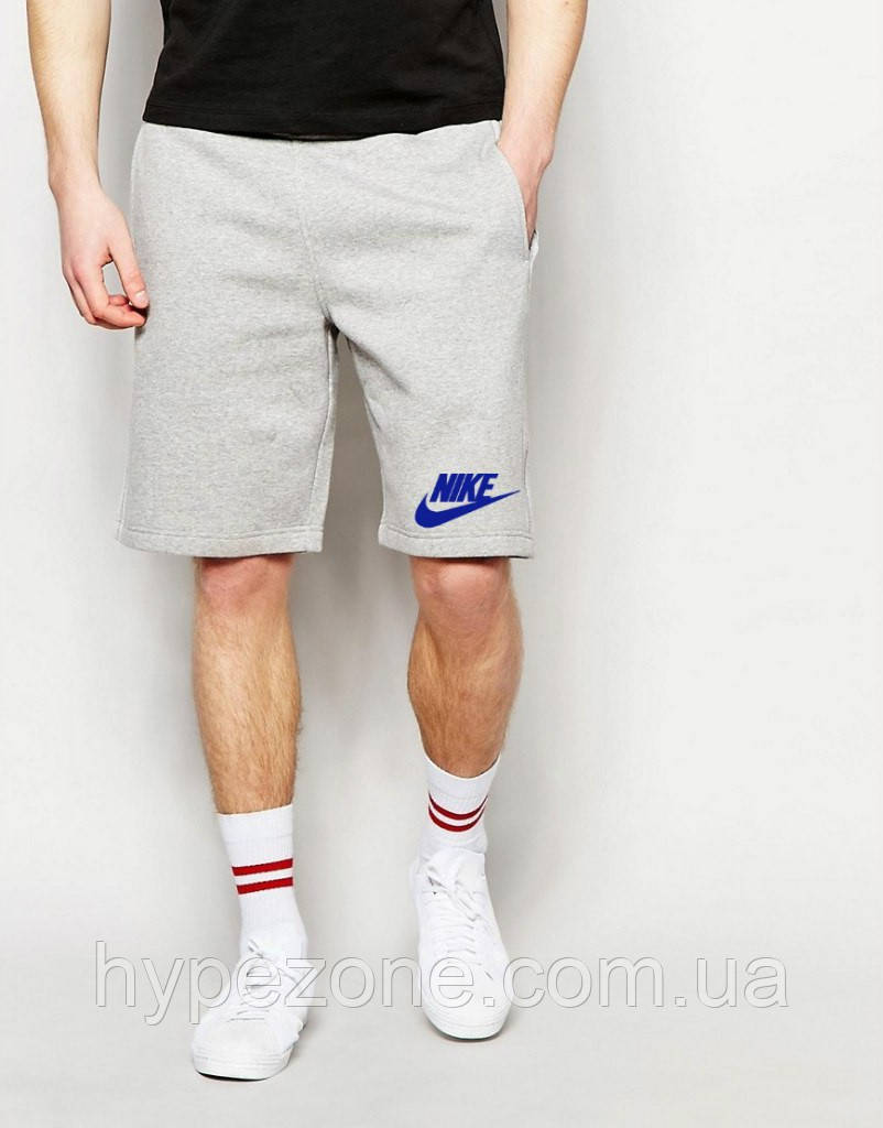 Шорти Nike ( Найк ) сірі лого+галочка синій