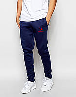 Мужские спортивные штаны Jordan | Джордан Спортивные синие имя+значёк красные