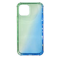 Чехол для iPhone 12 / 12 Pro силиконовый прозрачный Ultra Gradient Case Blue/Green