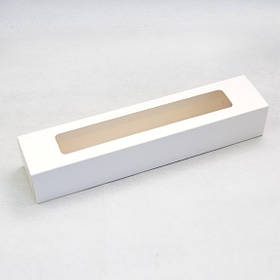 Коробка для макаронс, 305*62*52 мм, з вікном, біла