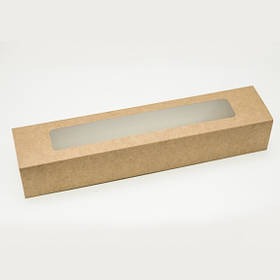 Коробка для макаронс, 305*62*52 мм, з вікном, крафт