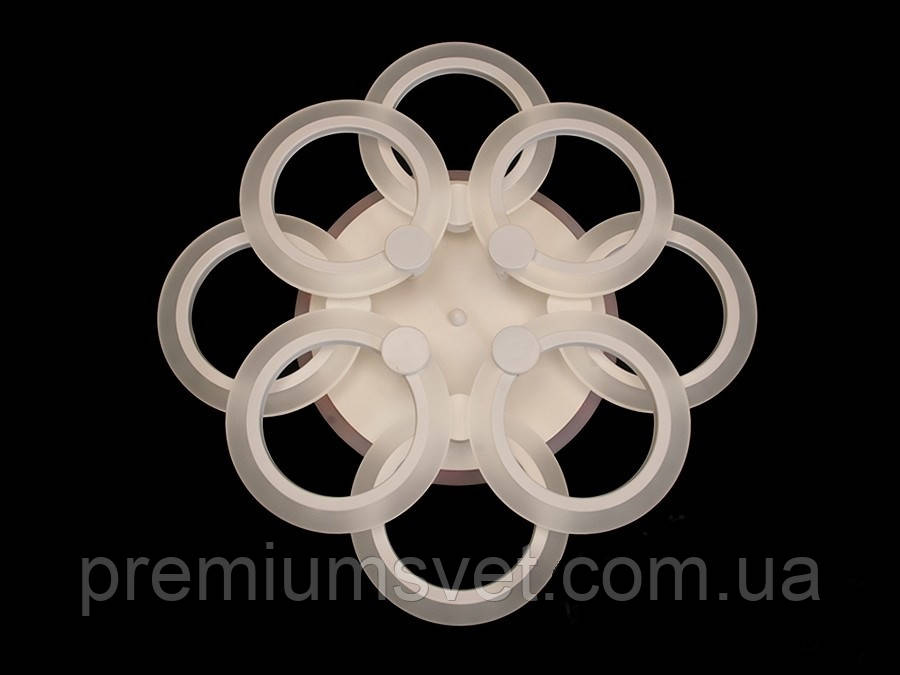 Стельова LED-люстра з димером і підсвіткою, 90 W на білій основі A3003/4+4 WH LED 3color dimmer