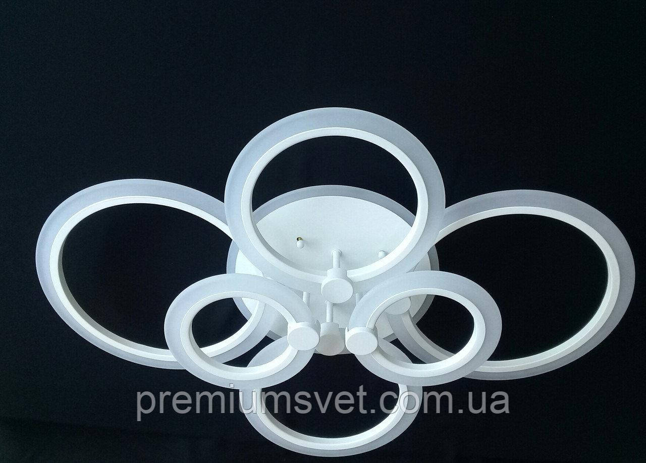 Стельова LED-люстра з димером і підсвіткою, 100 W на білій основі A3003/6 WH LED 3 color dimmer