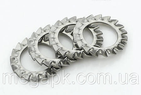 Шайба Ø 6 стопорна неіржавка з внутрішніми зубцями, DIN 6798J, А2, А4.