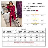 Піжама жіноча атласна на гудзиках. Комплект шовковий для дому, сну з довгим рукавом, р. L (рожевий), фото 9