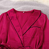 Піжама жіноча атласна на гудзиках. Комплект шовковий для дому, сну з довгим рукавом, р. L (рожевий), фото 8