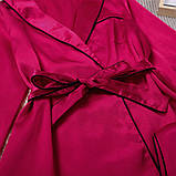 Піжама жіноча атласна на гудзиках. Комплект шовковий для дому, сну з довгим рукавом, р. L (рожевий), фото 6