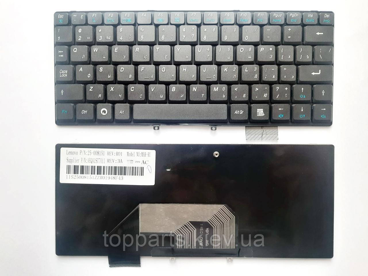 Клавіатура для ноутбуков Lenovo IdeaPad S9, S9e, S10, S10e Series чорна UA/RU/US