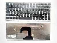 Клавиатура для ноутбуков Lenovo IdeaPad U410 Series черная с серебристой рамкой UA/RU/US