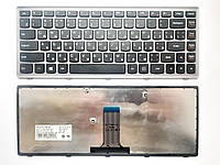 Клавіатура для ноутбуков Lenovo IdeaPad G400, G405, Z410, Flex 14 Series чорна з сірою рамкою RU/US