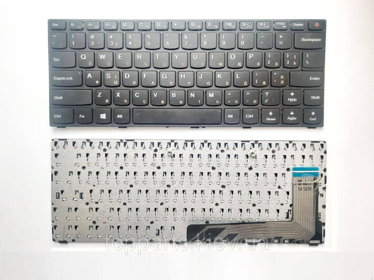 Клавіатура для ноутбуков Lenovo IdeaPad 110-14IBY Series чорна з чорною рамкою UA/RU/US