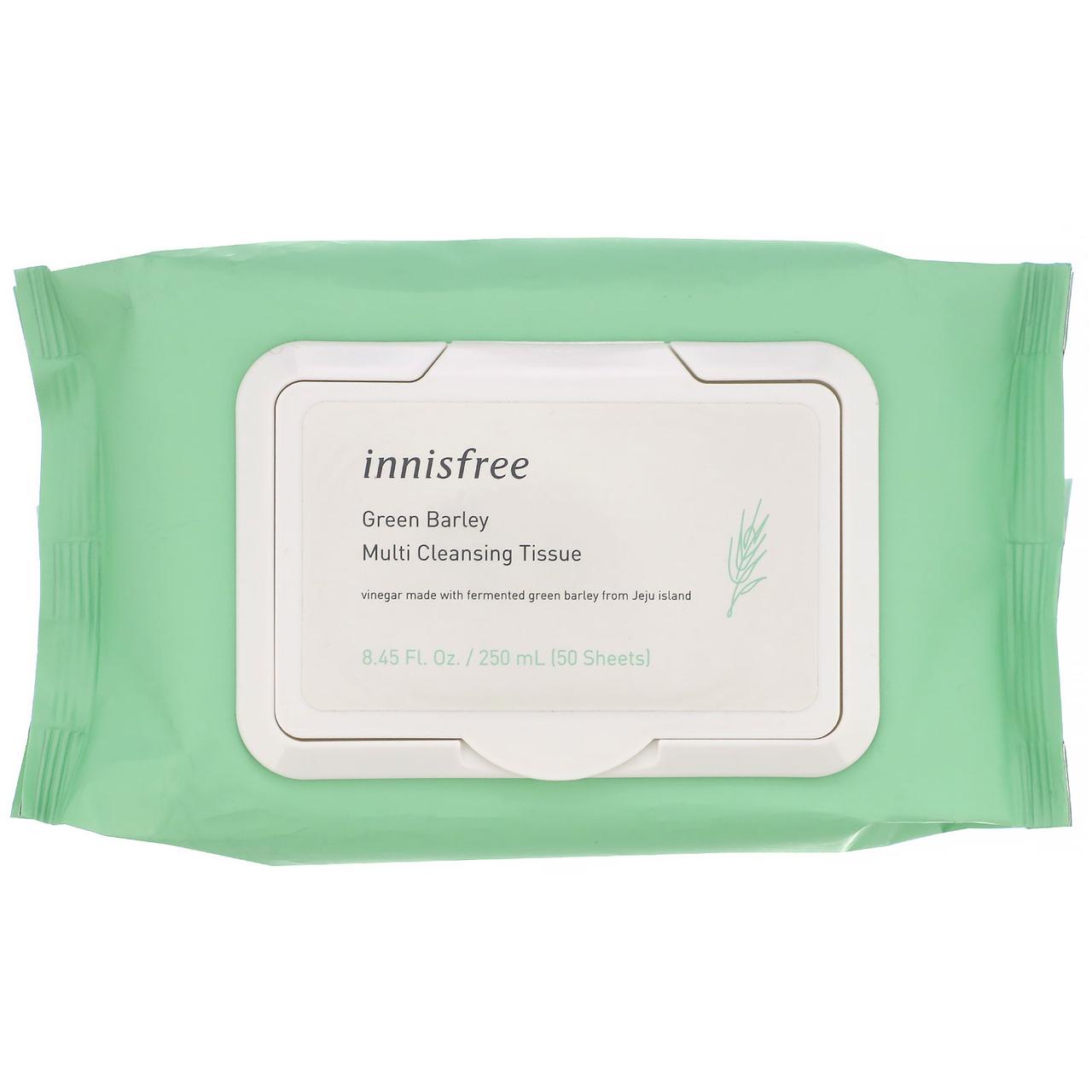 Innisfree Green Barley Multi Cleansing Tissue Універсальні очищаючі серветки, 50 шт