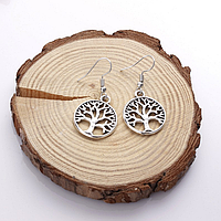 Сережки висюльки біжутерія жіночі "Дерево життя" Сріблясті