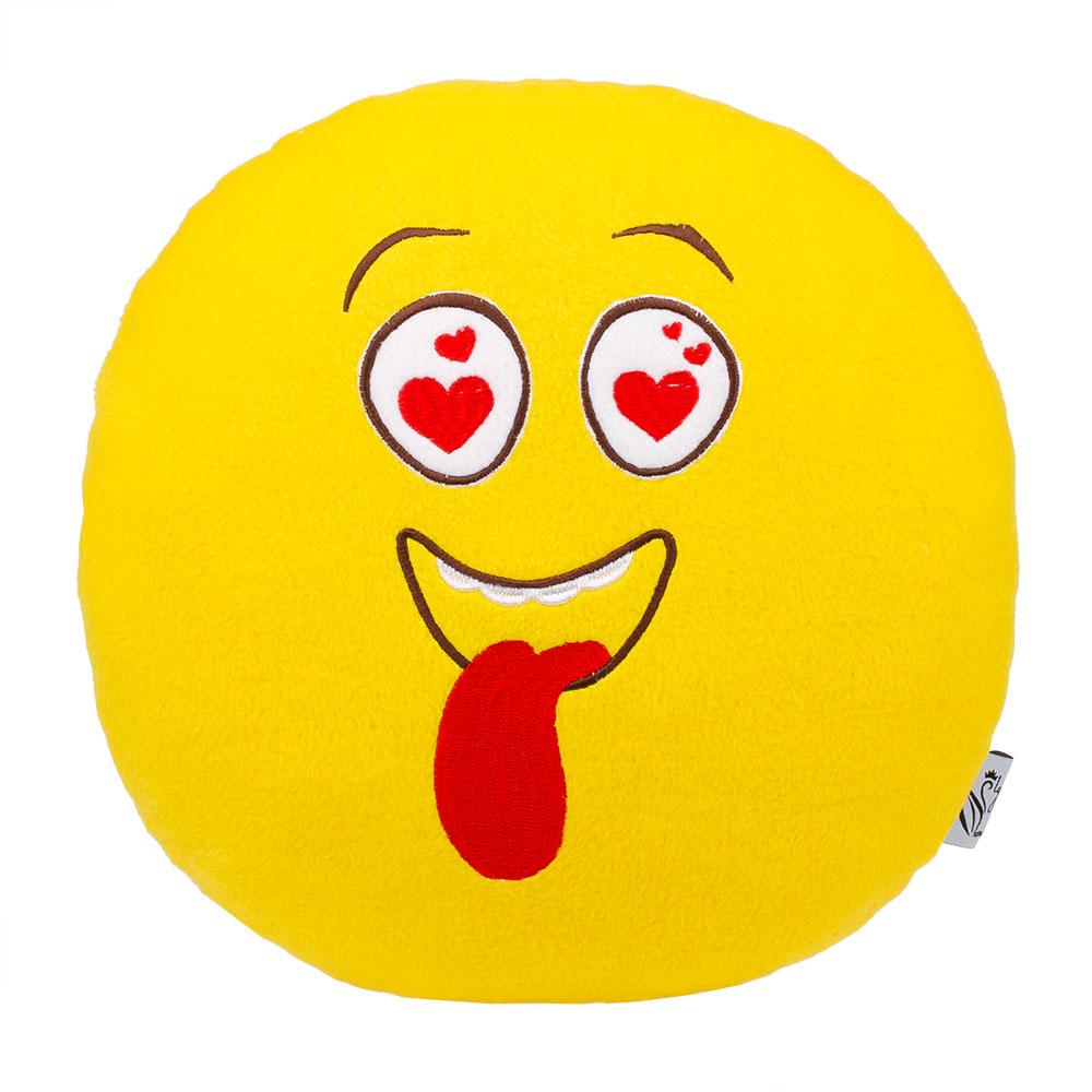 Подушка в подарунок декоративна м'яка іграшка смайлик Шалено закоханий Emoji дитині дівчині хлопцю в машину
