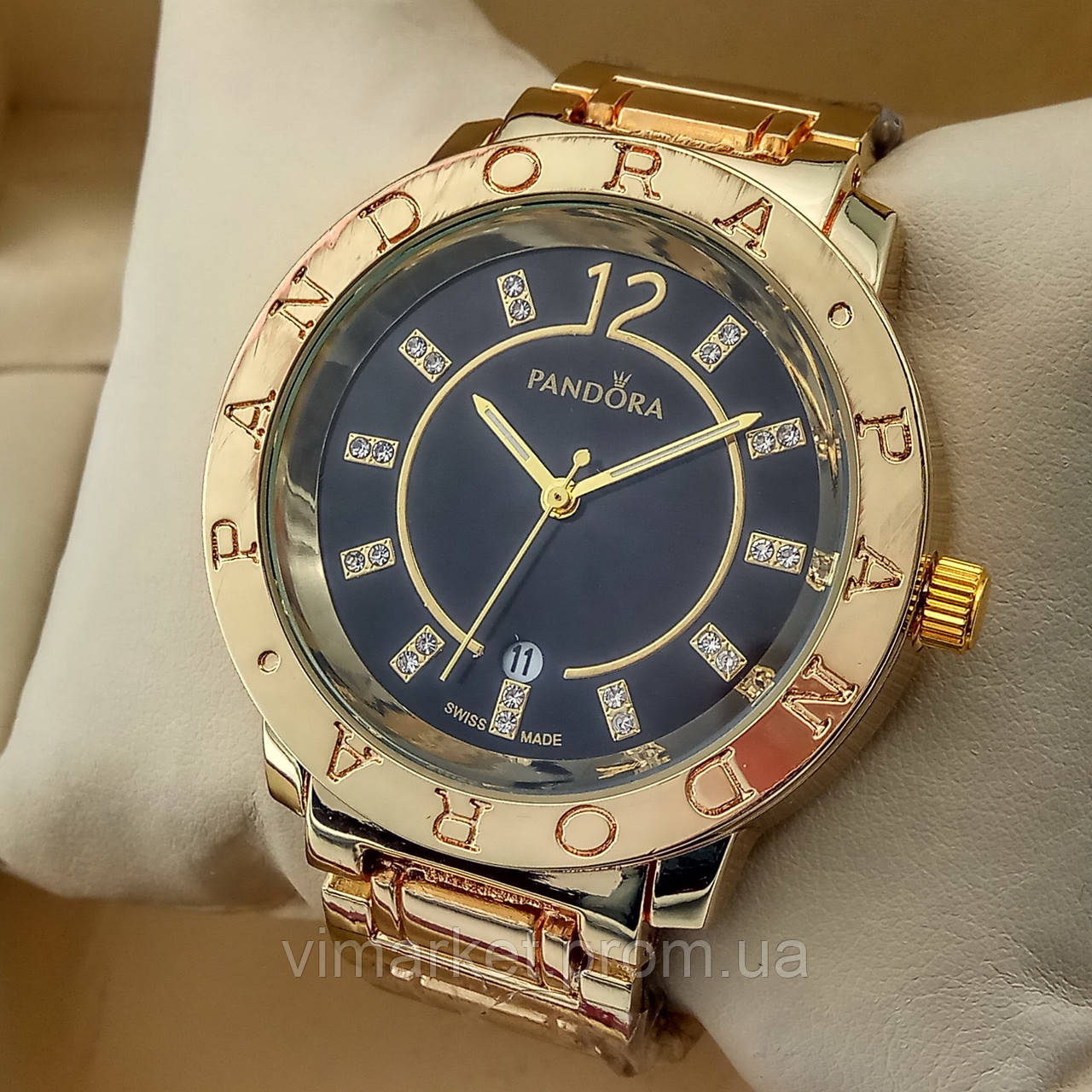 Жіночі кварцові наручні годинники Dior B198-2 срібного кольору рожевий циферблат з датою металевий браслет