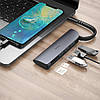HUB адаптер HOCO HB17 Type-C, 3USB, сірий, фото 4