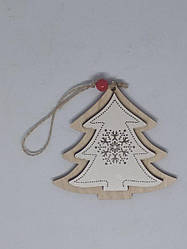 Прикраса новорічна дерев'яна подвійна