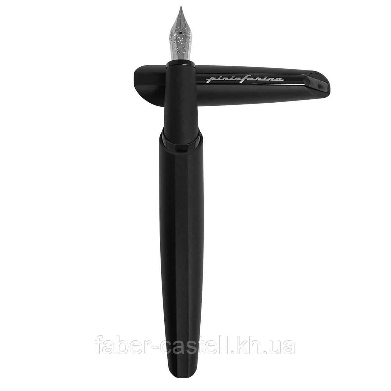 Ручка перова Pininfarina PF TWO Fountain Black, перо ЕF (экстра-тонке), металевий корпус чорний