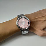 Жіночі кварцові наручні годинники Dior B198-2 срібного кольору рожевий циферблат з датою металевий браслет, фото 6
