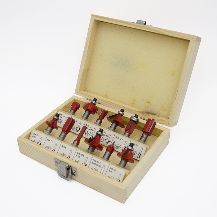 Набір фрез по дереву 12 шт у дерев’яному кейсі