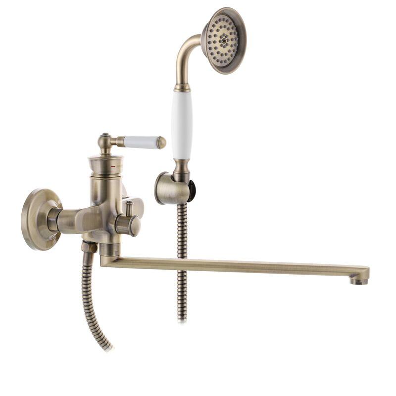 Змішувач для ванни з довгим виливом Mixxus Vintage Bronze 006 EURO Бронза, фото 1