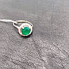Срібне кільце  натуральний зелений агат фіанітами, фото 2