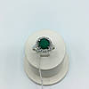 Срібне кільце  натуральний зелений агат фіанітами, фото 6